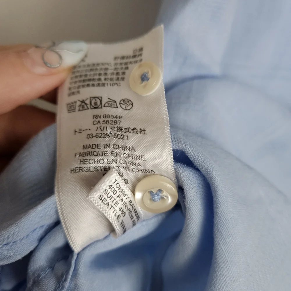 Tommy Bahama Men's Costa Tautira Stretch-Linen Camp Shirt Blue Size Large - Picture 11 of 11